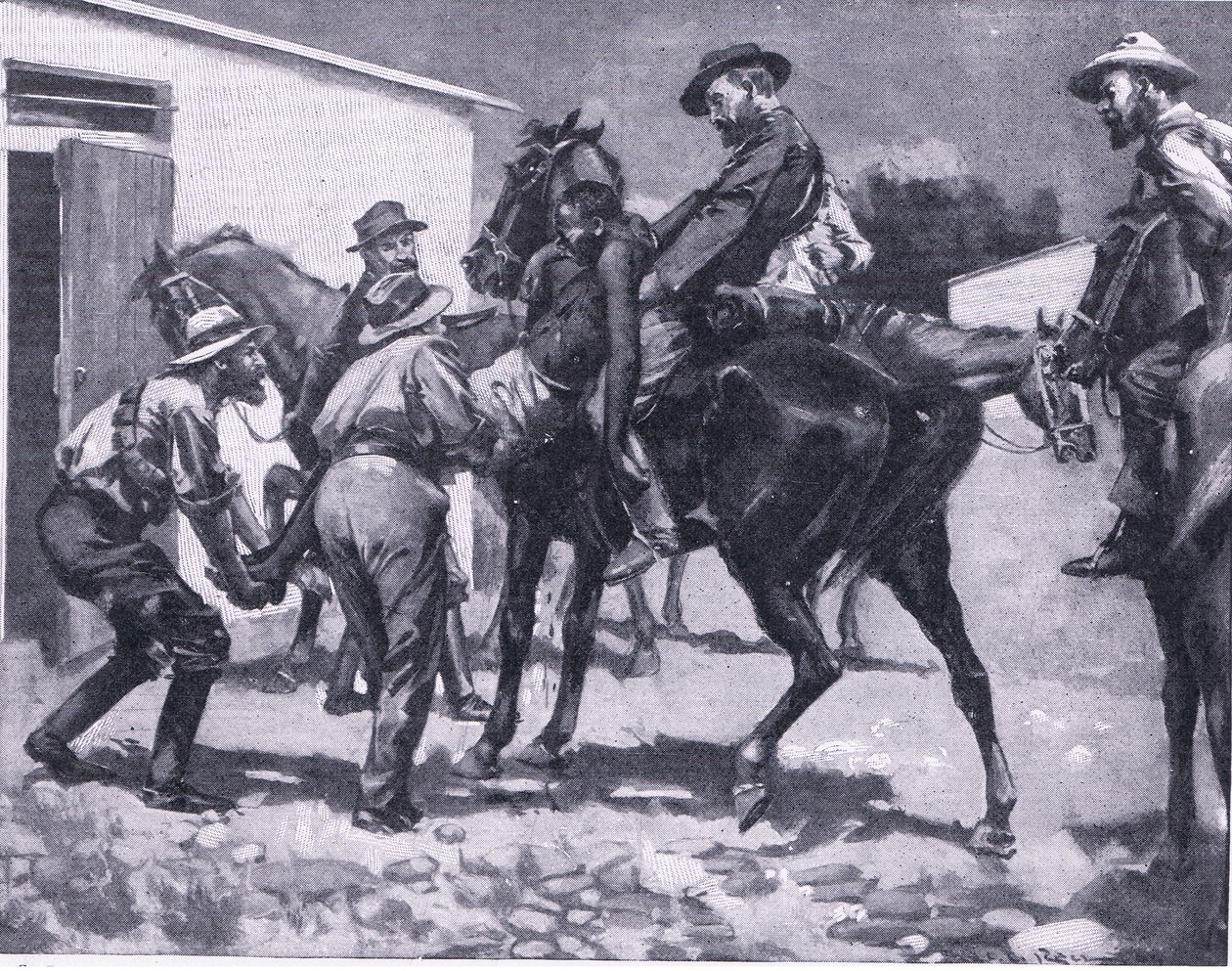Esauksen pakoyritys, teoksesta After Pretoria: The Guerilla War, jonka on julkaissut Harmsworth Bros Limited, 1901. tekijältä A. C. Ball