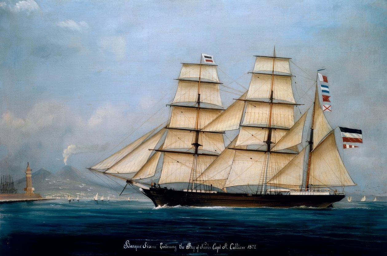 Barque Sirene saapumassa Napolinlahdelle, kapteeni A. Calliess tekijältä A. Calliess
