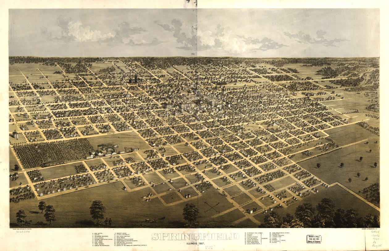 Springfield, Illinois 1867. tekijältä A.; Chicago Lithographing Co. Ruger