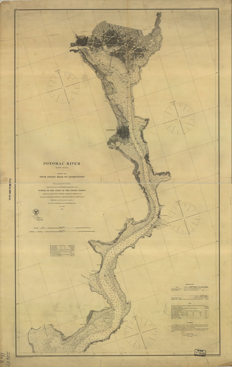 Potomac-joki (neljässä arkissa): Arkki nro. 4, Indian Headistä Georgetowniin tekijältä A. D. United States Coast Survey; Bache