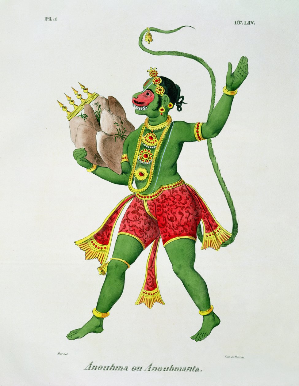 Hanuman, kaivertanut de Racinet tekijältä A. Geringer