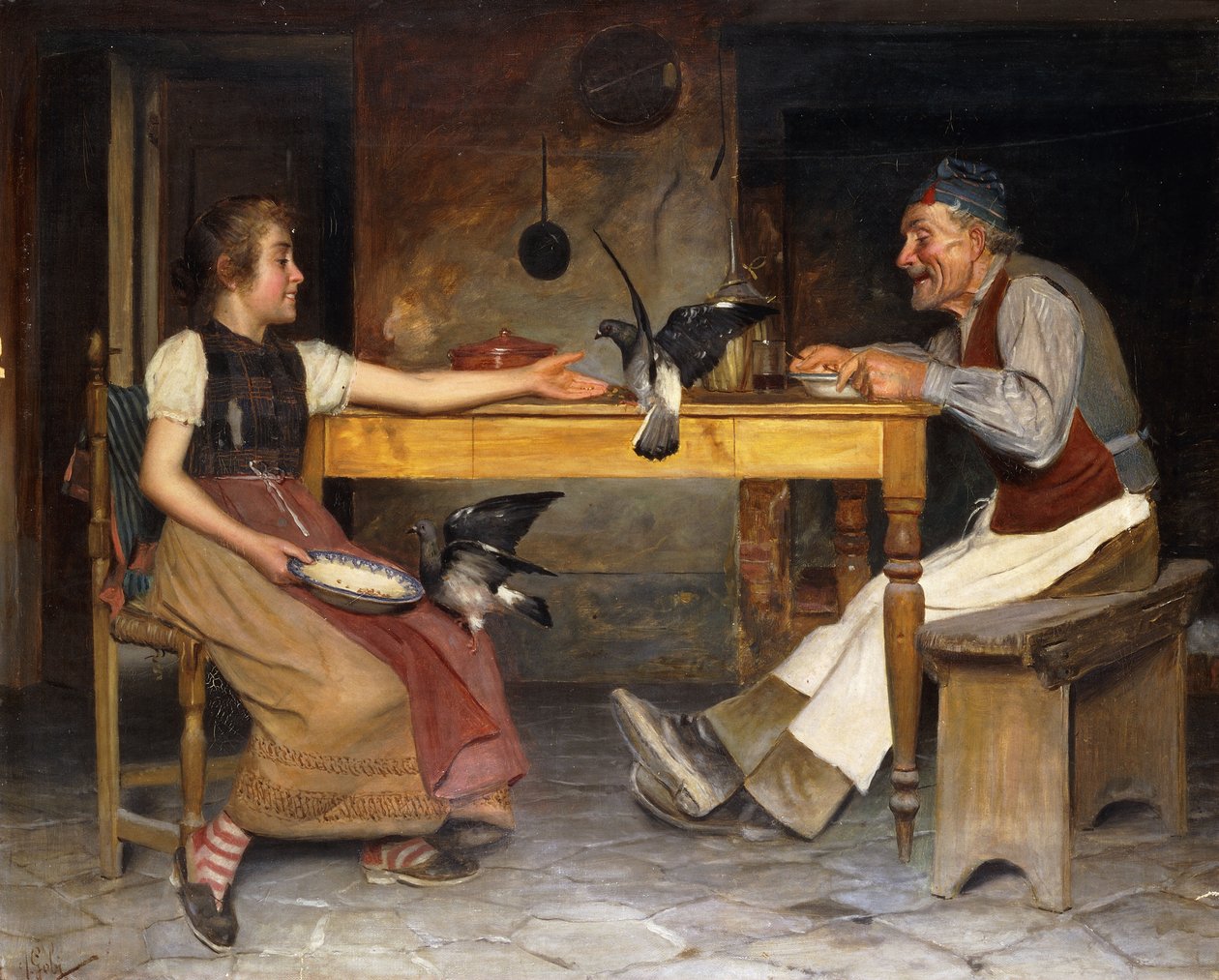 Yhteinen ateria (öljy kankaalle) tekijältä A. Gobi