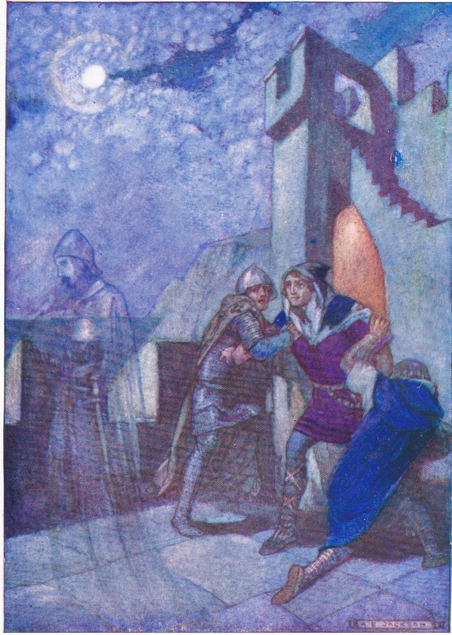 "Hamlet räjähti heistä ja seurasi, minne henki johti", Tales from Shakespeare -pubista. kirjoittanut Ward Lock & Co Ltd, 1930-40" tekijältä A. Jackson