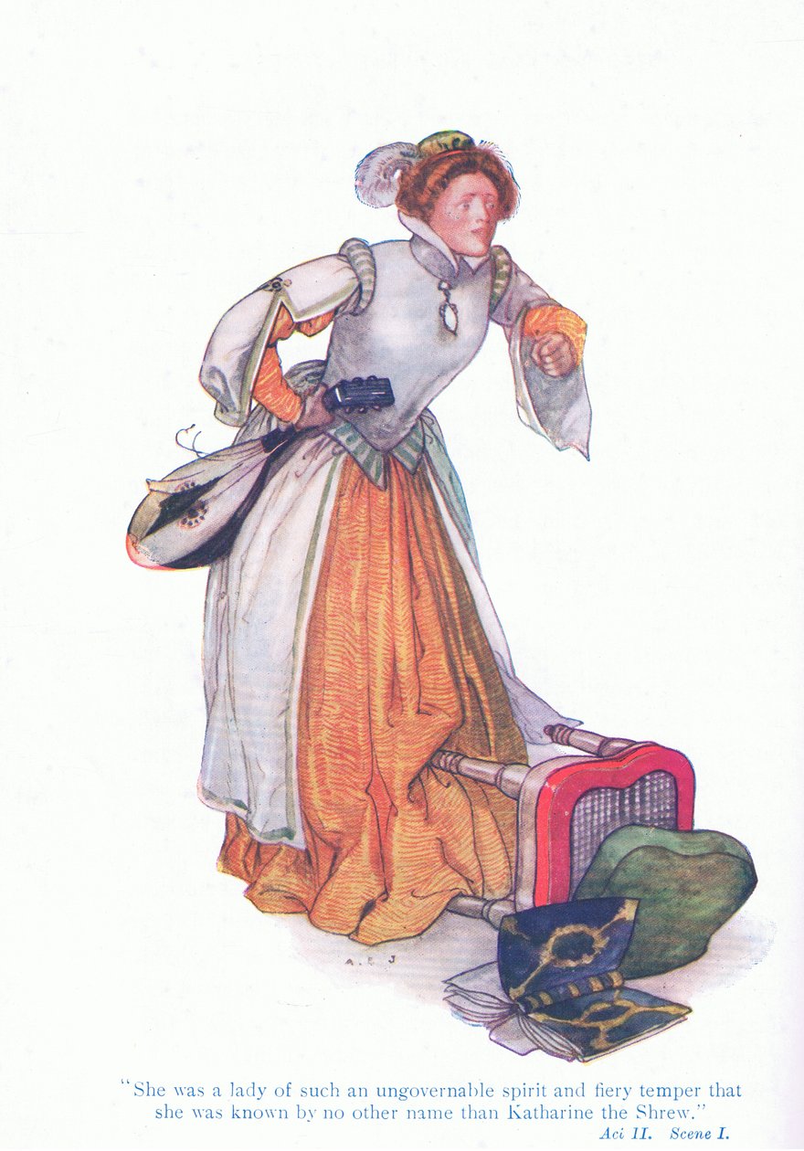 Katherine oli hallitsemattoman henkeen ja tulisen luonteen nainen (The Taming of the Shrew) Tales from Shakespeare -pubista. kirjoittanut Ward Lock & Co Ltd tekijältä A. Jackson