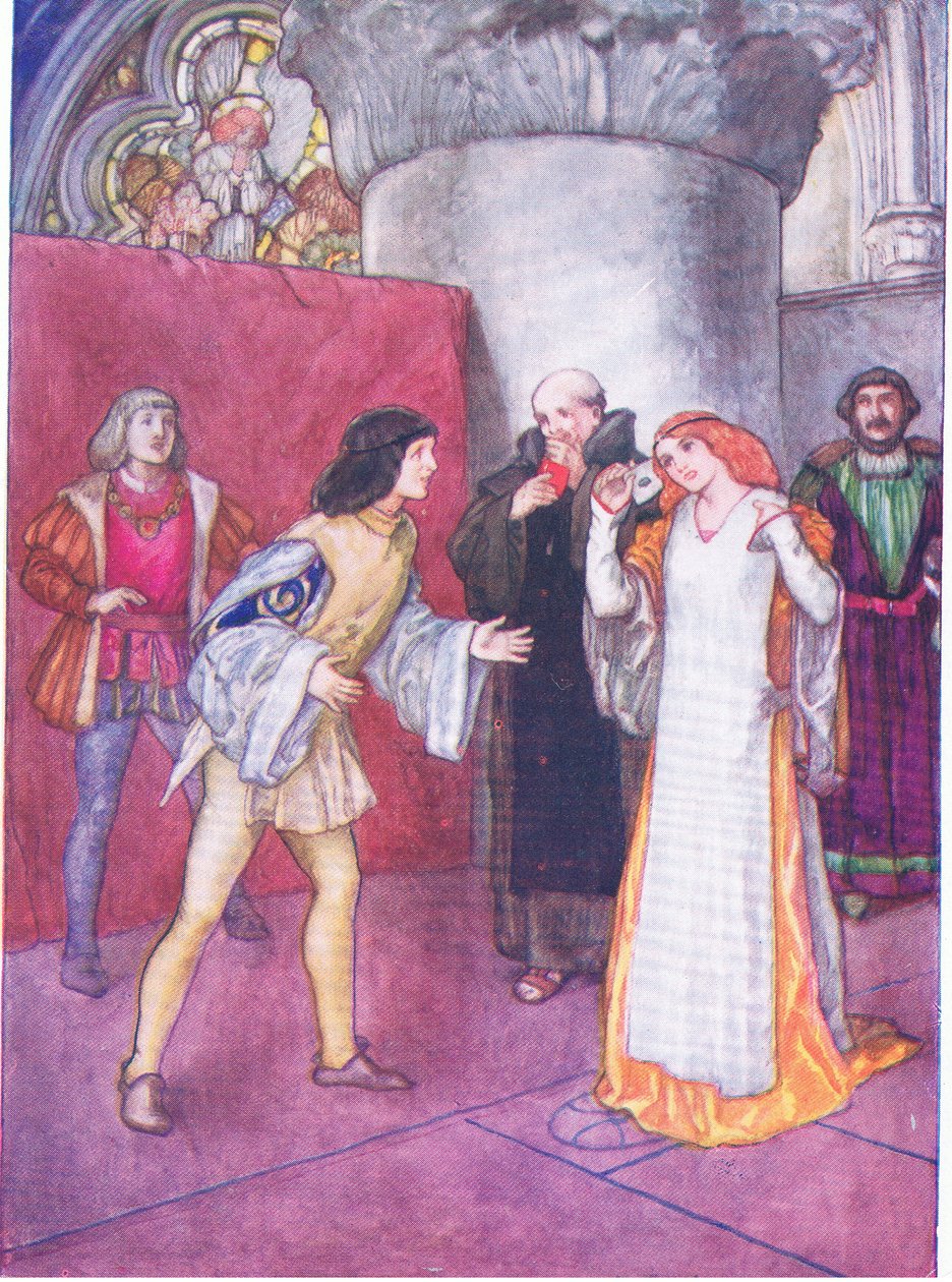 Naamionsa riisuttuaan tuntematon nainen ei osoittautunut sisarentytäreksi (kuten esitettiin) naisen sankarin itsensä toimesta (Much Ado About Nothing), Tales from Shakespeare -pubista. kirjoittanut Ward Lock & Co Ltd tekijältä A. Jackson
