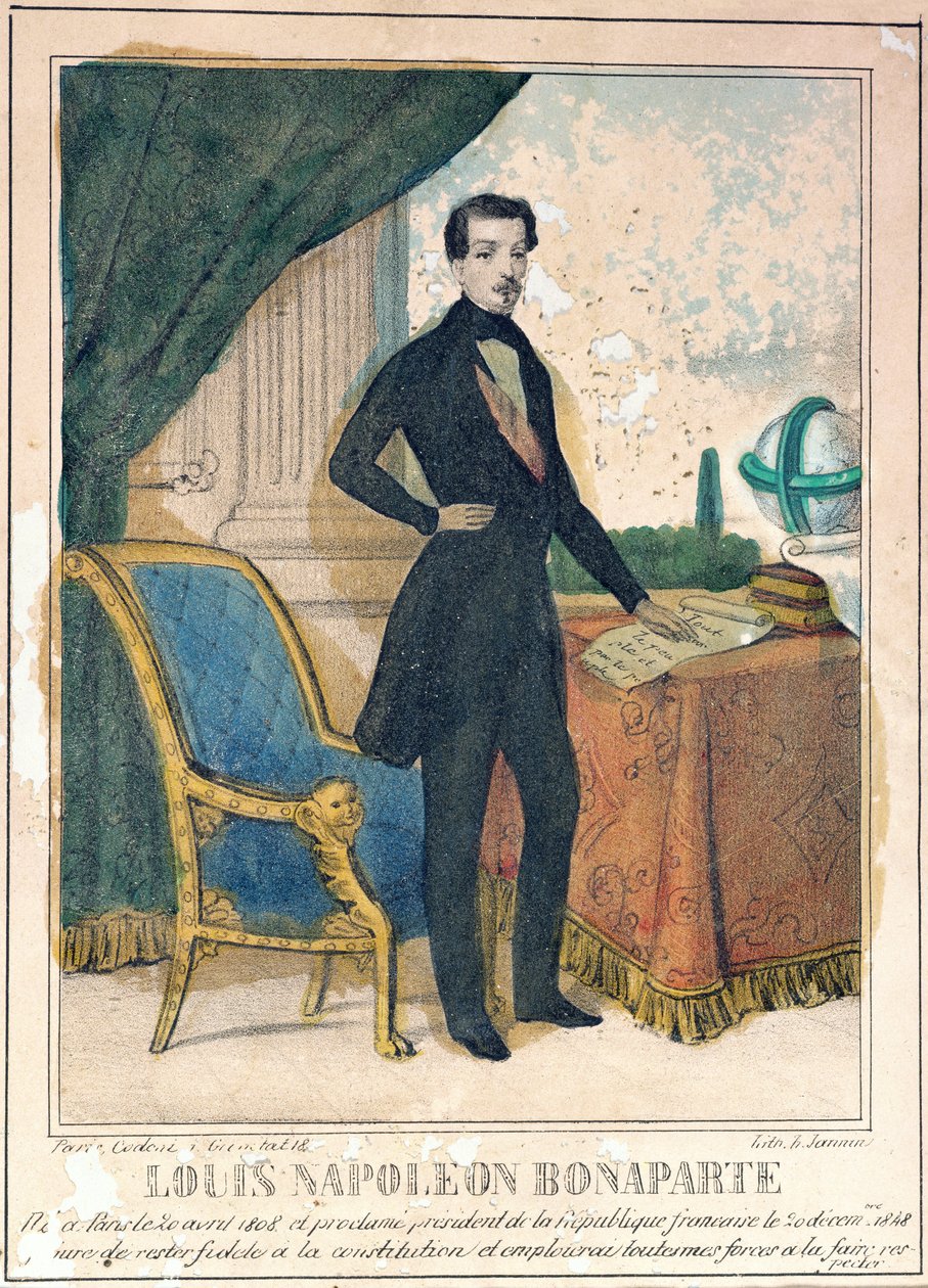 Louis-Napoleon Bonaparte (1808-73) tuleva Napoleon III, n. 1849 tekijältä A. Jannin
