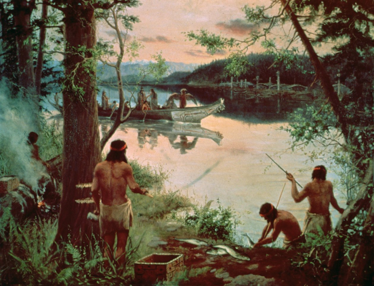 Lohen kalastus (öljy kankaalle) tekijältä A Jansson