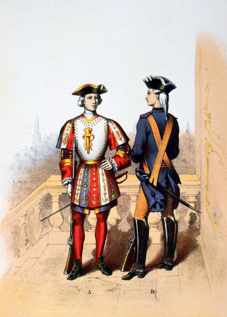 Kuninkaan vartija ja kavaleri, 1700-luku 1887 tekijältä A. Lemercier