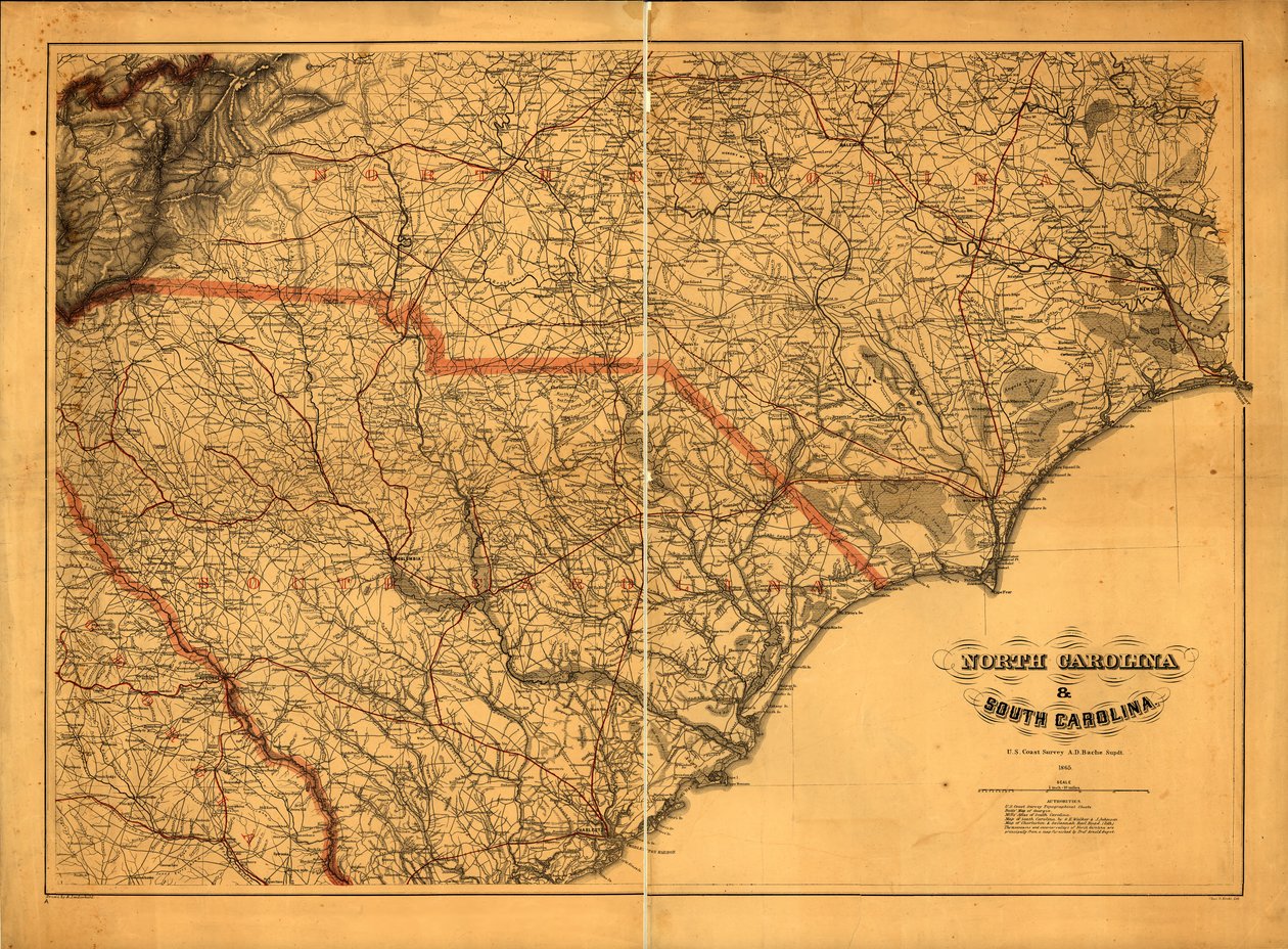 633 600. LC Civil War Maps (2. painos), 305a.4 Yleinen kartta. Kartan tekemisessä käytetyt auktoriteetit on lueteltu otsikon alla. Osavaltioiden nimet, rajat ja rautatiet on painettu punaisella päälle. Kuvaus peräisin julkaistusta bibliografiasta. Saatavan tekijältä A. Lindenkohl