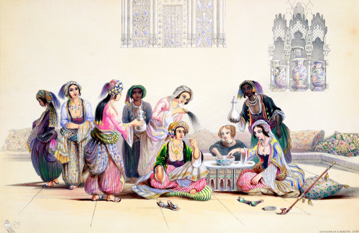 Haaremin sisustus, Kairo, Egypti, 1800-luvun puoliväli tekijältä A Margaretta Burr