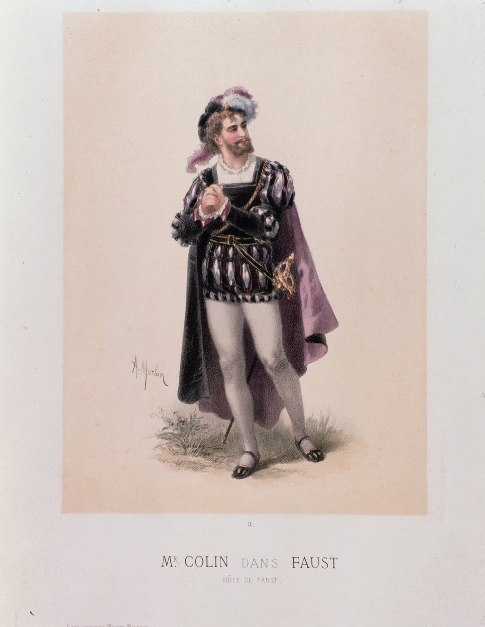 Monsieur Colin en el paper de Faust, òpera de Charles Gounod (litografia finlandès tekijältä A. Morton