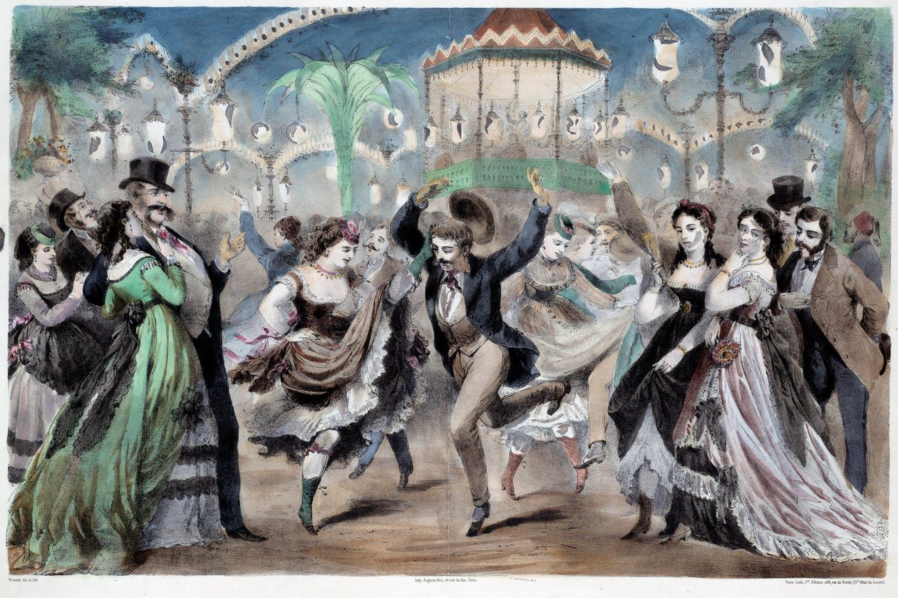 Mabille Scene -tanssipallo. A. Provostin litografia (toiminut noin 1834-1855) Paris, Musee Carnavalet tekijältä A Provost
