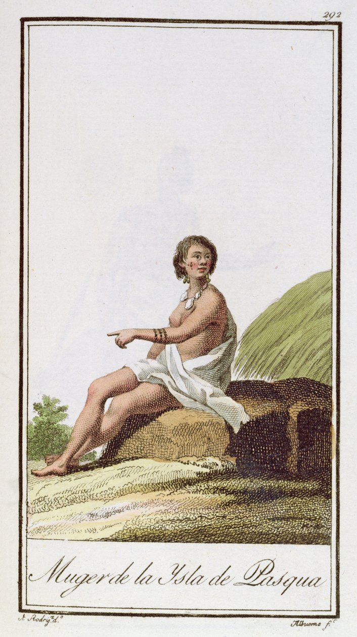 Nainen pääsiäissaarelta, kaivertanut Albuerne, 1799 tekijältä A. Rodriguez