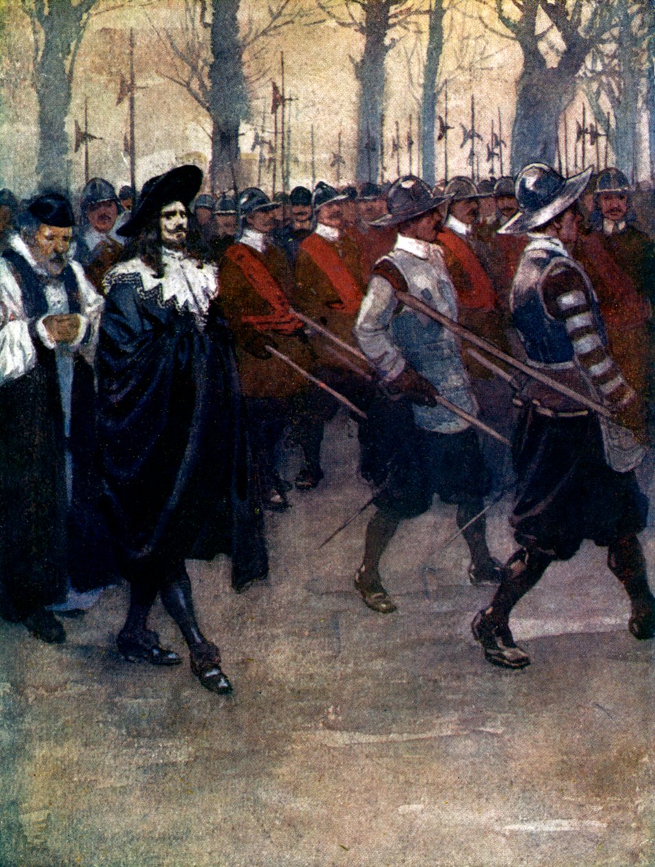 Kaarle Kuningas käveli viimeisen kerran Lontoon kaduilla, 1649, 1905. tekijältä A. S. Forrest