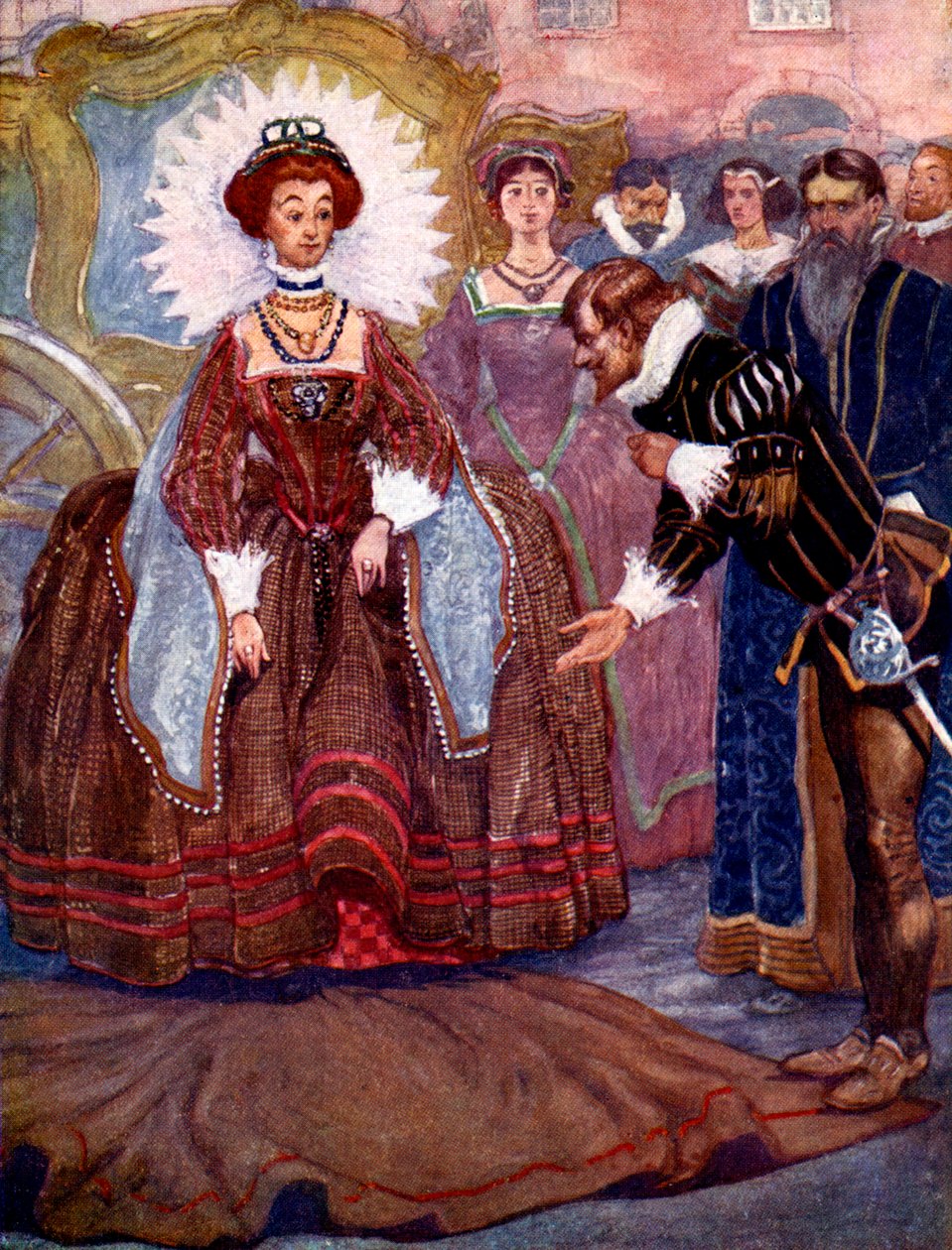 "Ristien nopeasti viittansa hän heitti sen maahan", 1581, 1905. tekijältä A S Forrest