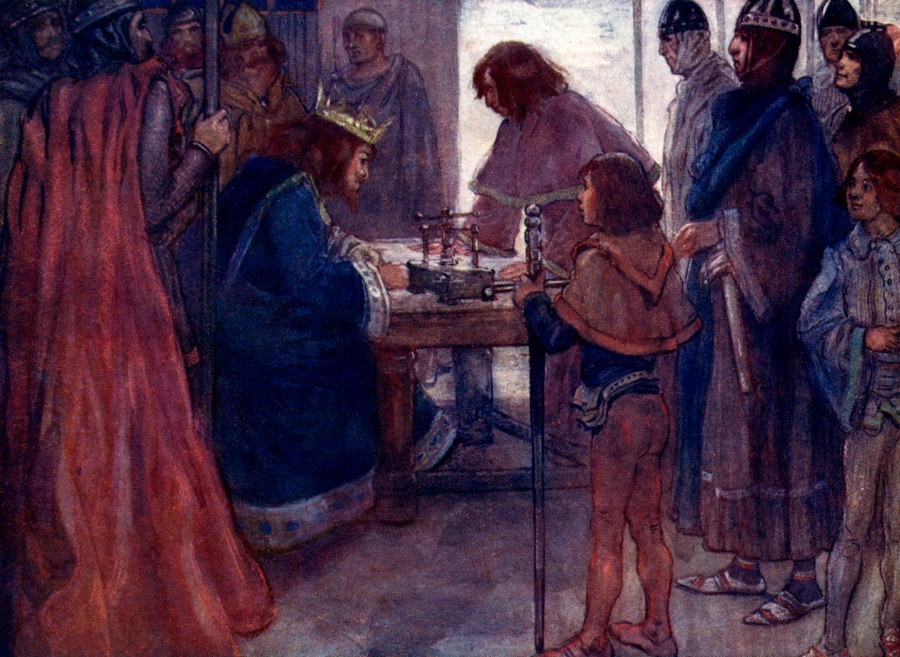 Suuri peruskirja sinetöitiin Kingsin sinetillä, 1215, 1905. tekijältä A. S. Forrest