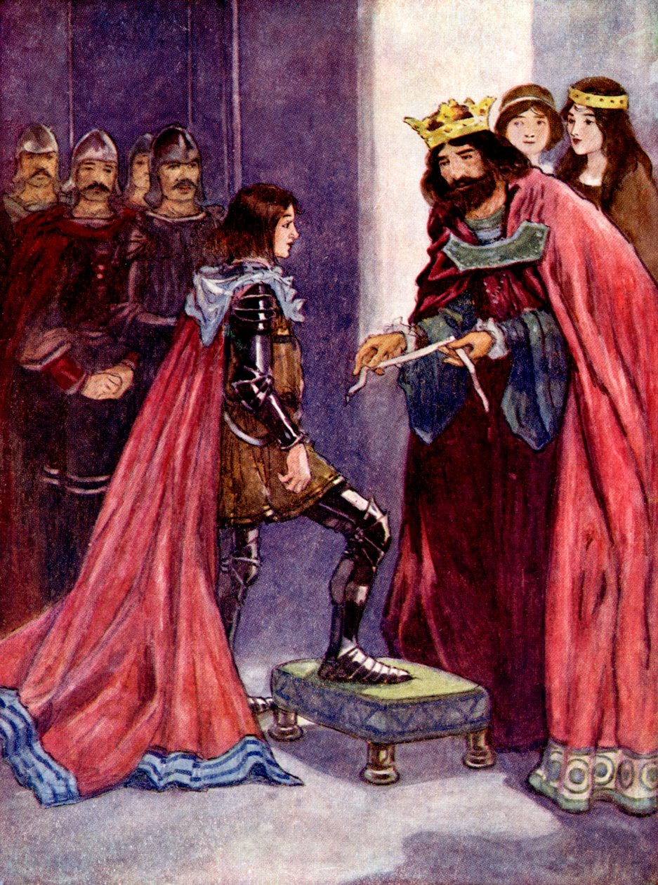 Kuningas teki Mustasta Prinssista Sukkanauharitarikunnan ritari, 1348, 1905 tekijältä A. S. Forrest