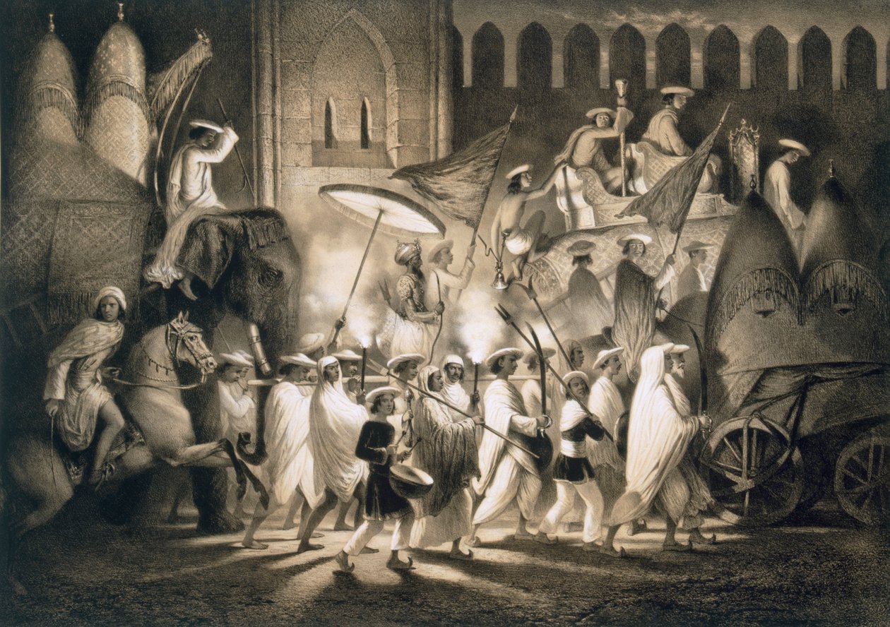 Delhi: Cortege ja Suuren Moghulin seurakunta, pubi. 1858. tekijältä A. Soltykoff