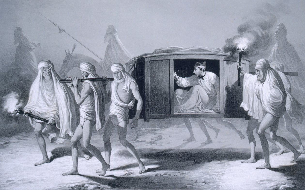 Intialaistyylinen lepotuoli Punjabissa Loudianan ja Amritsarin välissä, 1859. tekijältä A. Soltykoff