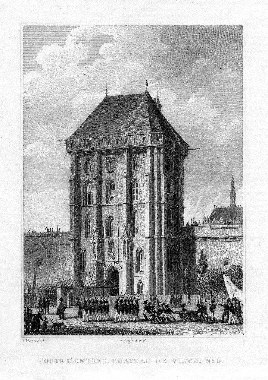 Pääportti, Chateau de Vincennes, Pariisi, 1830. tekijältä A. W. N. Pugin