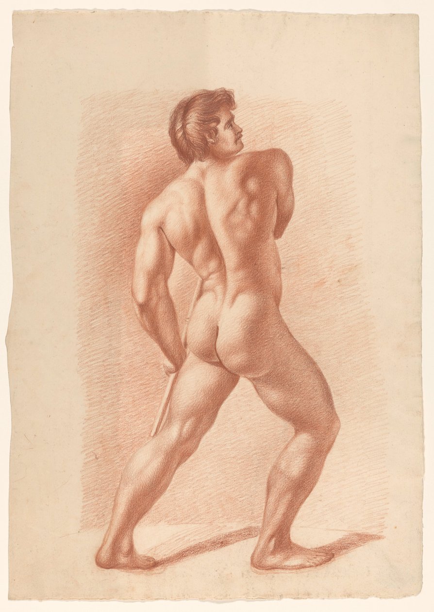 Seisova mies alaston, takaa katsottuna tekijältä A. Waterloo (attributed to)