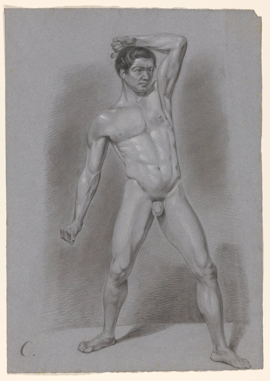 Seisova mies alaston, edestä katsottuna tekijältä A. Waterloo (attributed to)