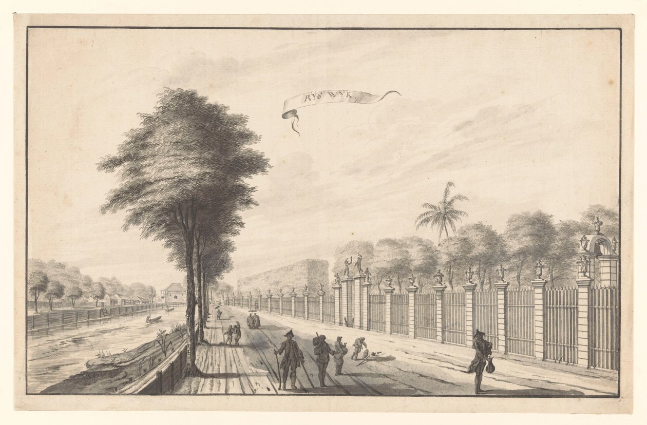 Post Rijswijk Noordwijkista nähtynä Rijswijk (otsikko esineessä) tekijältä A. de Nelly (attributed to)