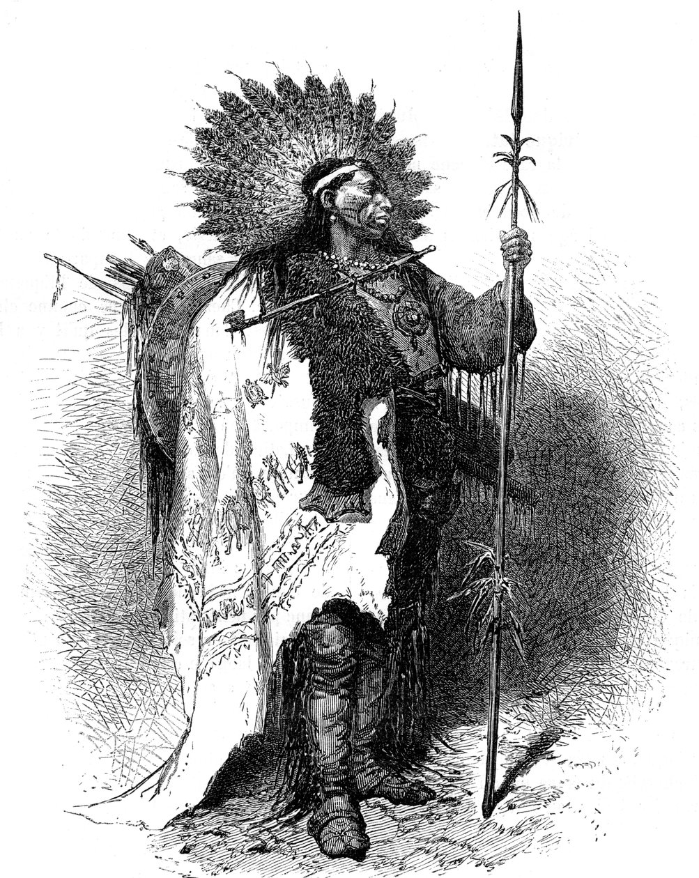 Amerikkalainen intiaani, USA, 1800-luku. tekijältä A. de Neuville