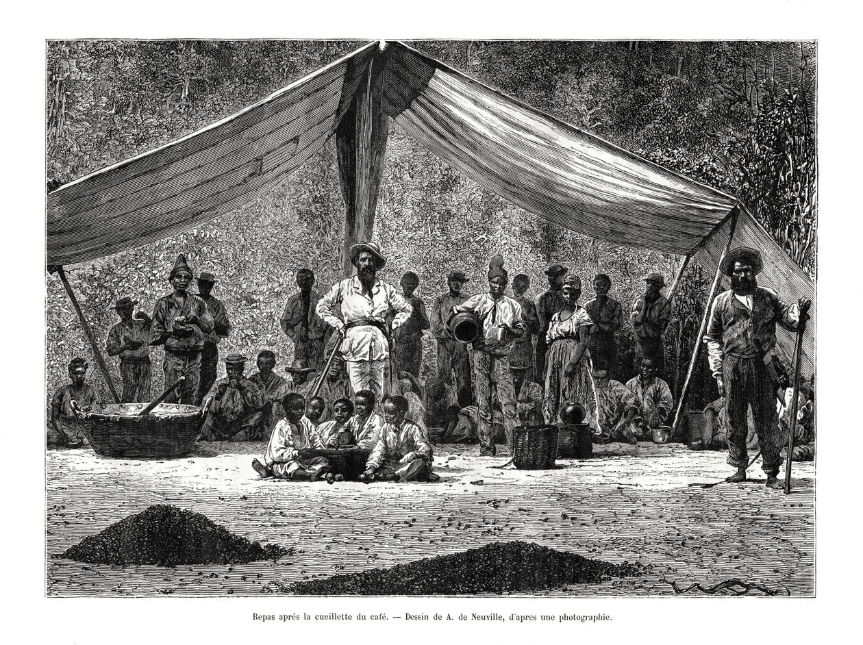 Ateria kahvin kokoontumisen jälkeen, Brasilia, 1800-luku tekijältä A. de Neuville