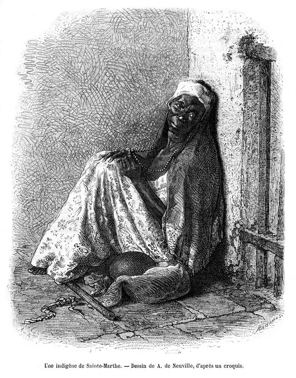Nainen Santa Martassa, Kolumbiassa, 1800-luku tekijältä A. de Neuville
