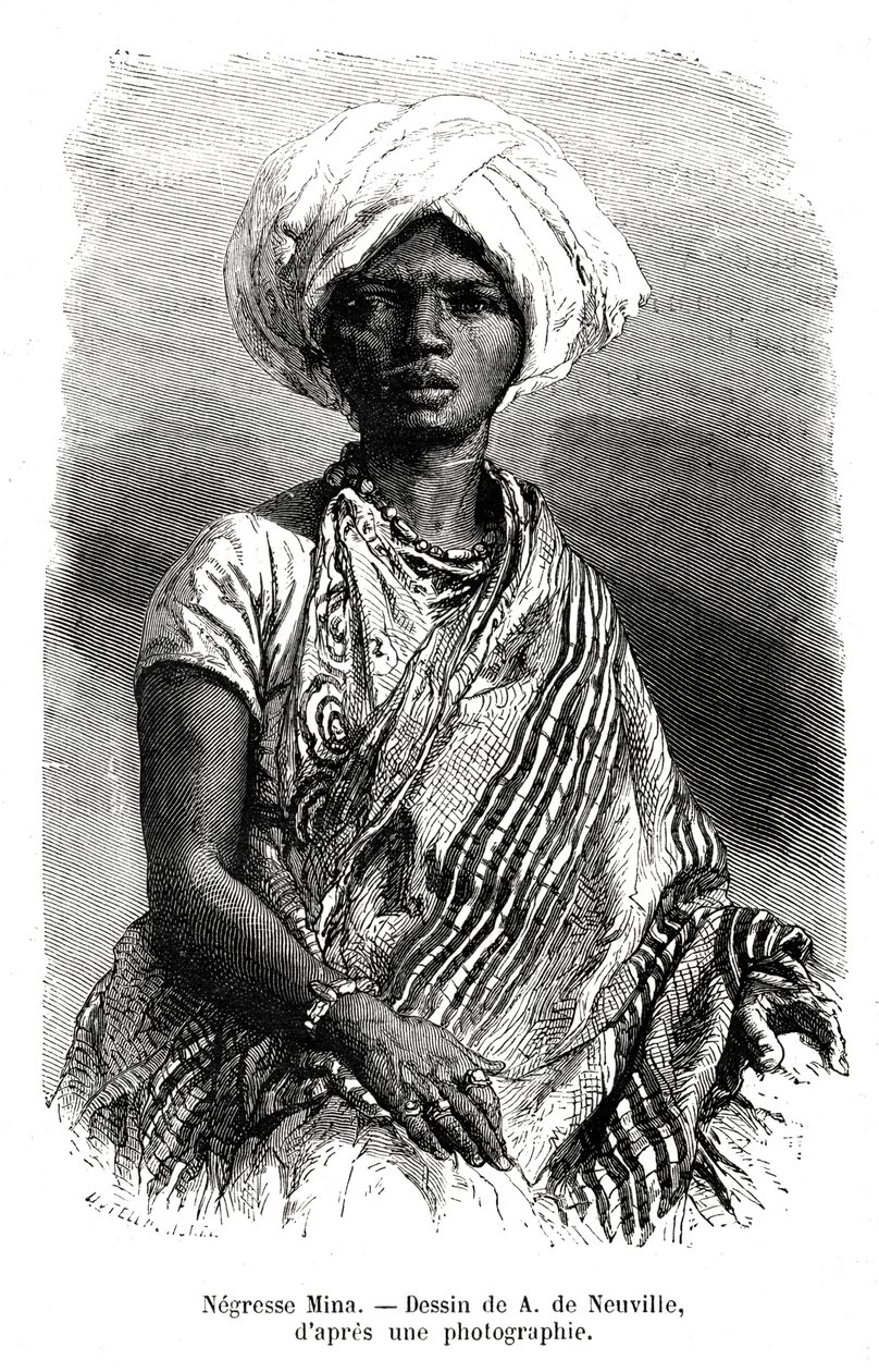 Negresse Mina, Brasilia, 1800-luku tekijältä A. de Neuville
