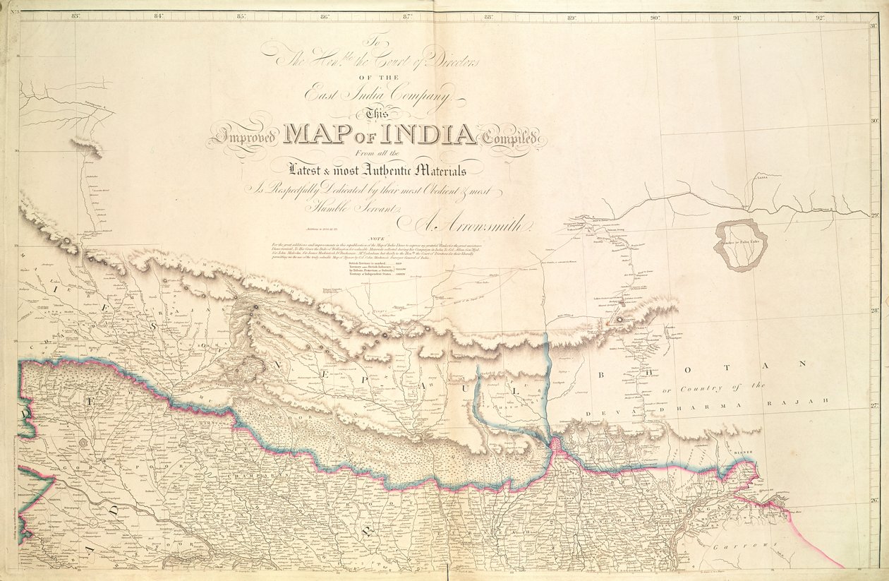 Intian kartta, 1822 tekijältä Aaron Arrowsmith