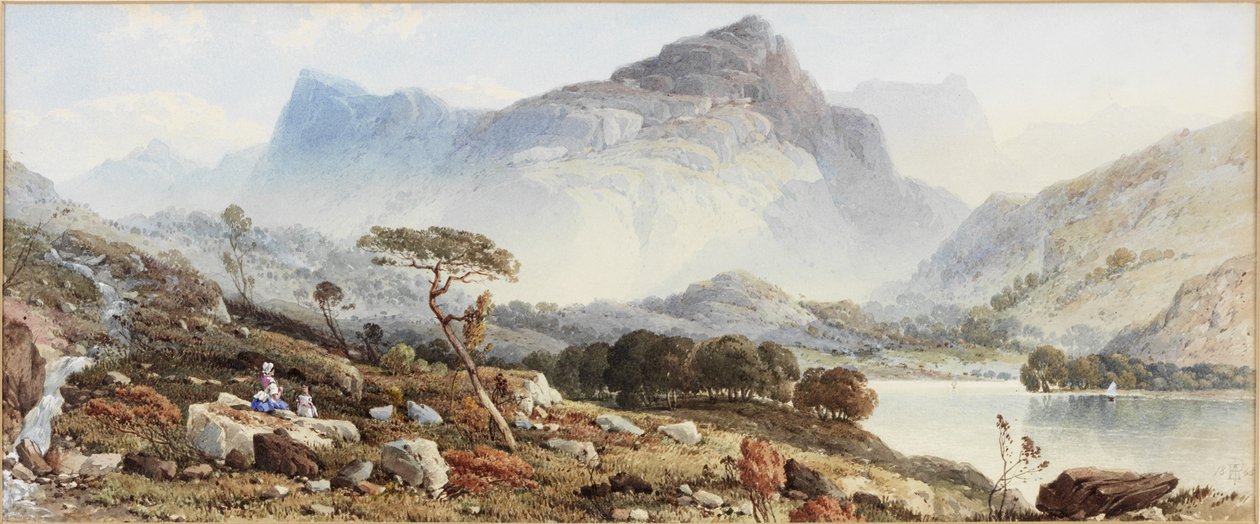 View Near Dolgelly (akvarelli ja bodycolour paperille ja kortille) (Näkymä lähellä Dolgellyä) tekijältä Aaron Edwin Penley