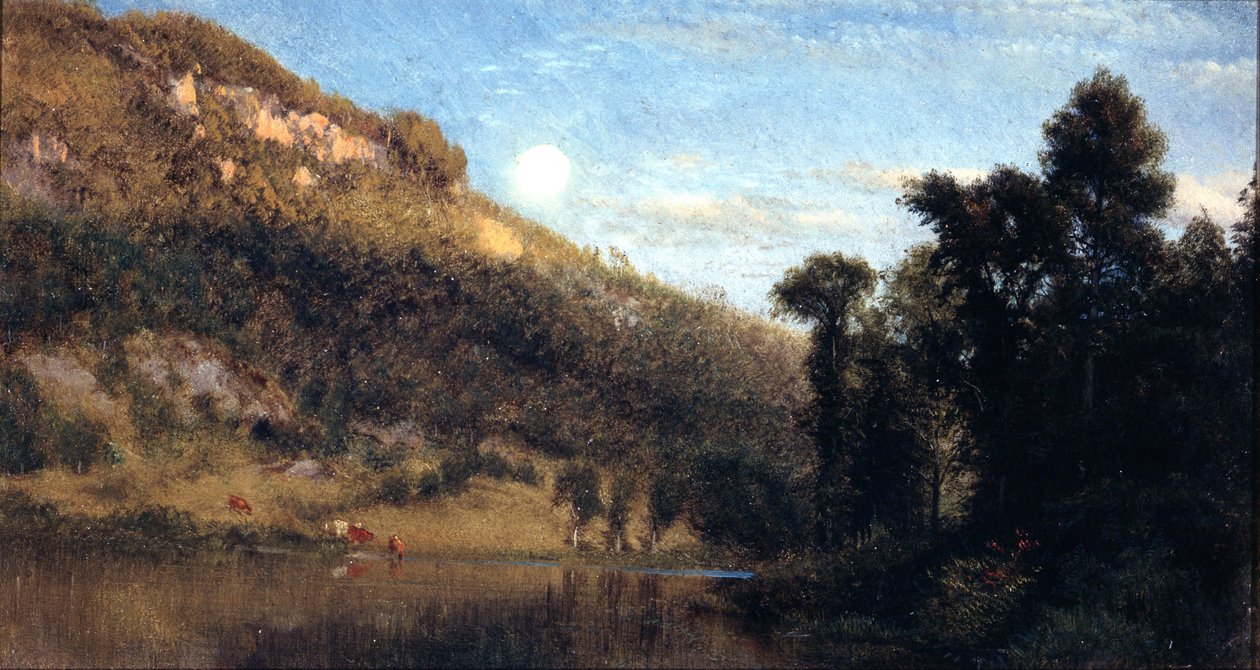 Berkshire Foothills, täysikuu Meadowbrookin yllä tekijältä Aaron Draper Shattuck