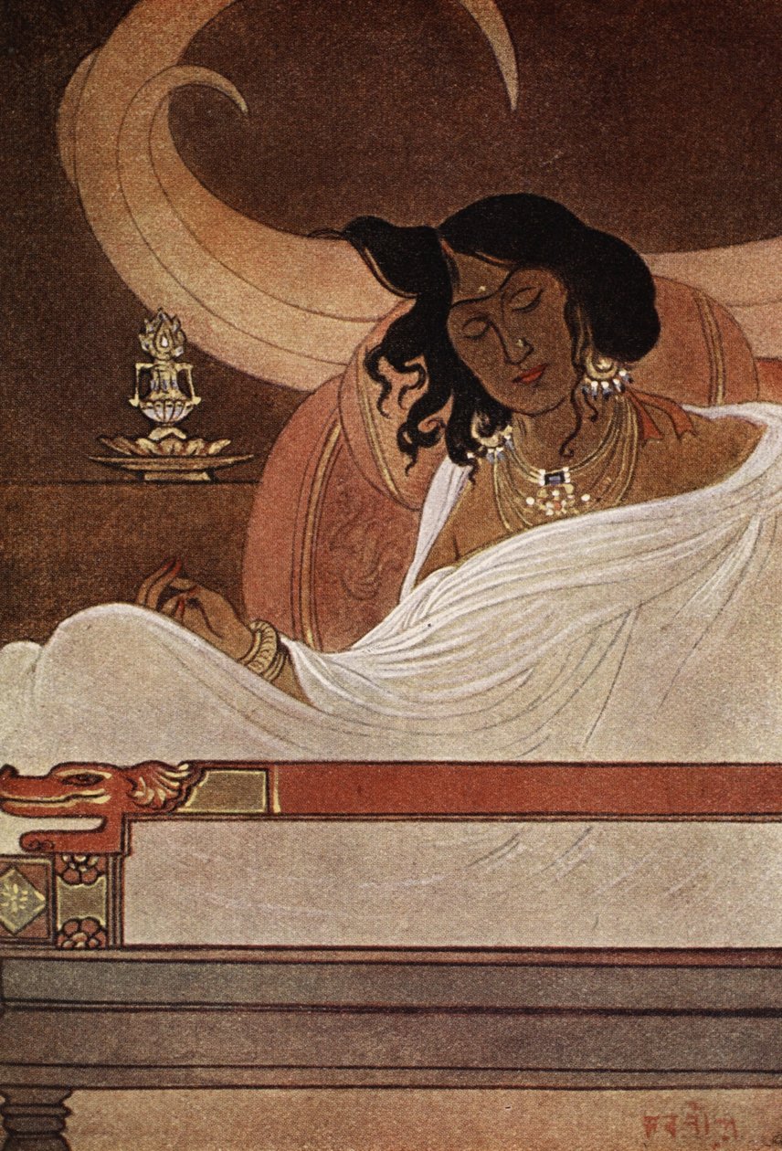 Bodhisattvan hampaat, kuvitus sisar Niveditan ja Ananda Coomaraswamyn teoksesta Hindujen ja buddhalaisten myytit tekijältä Abanindranath Tagore