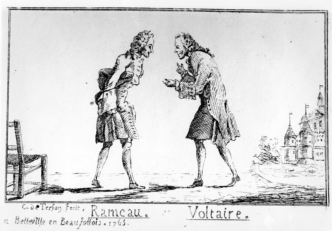 Rameau ja Voltaire Bellevillessä, 1763 tekijältä Abbé Charles Philippe Campion de Tersan