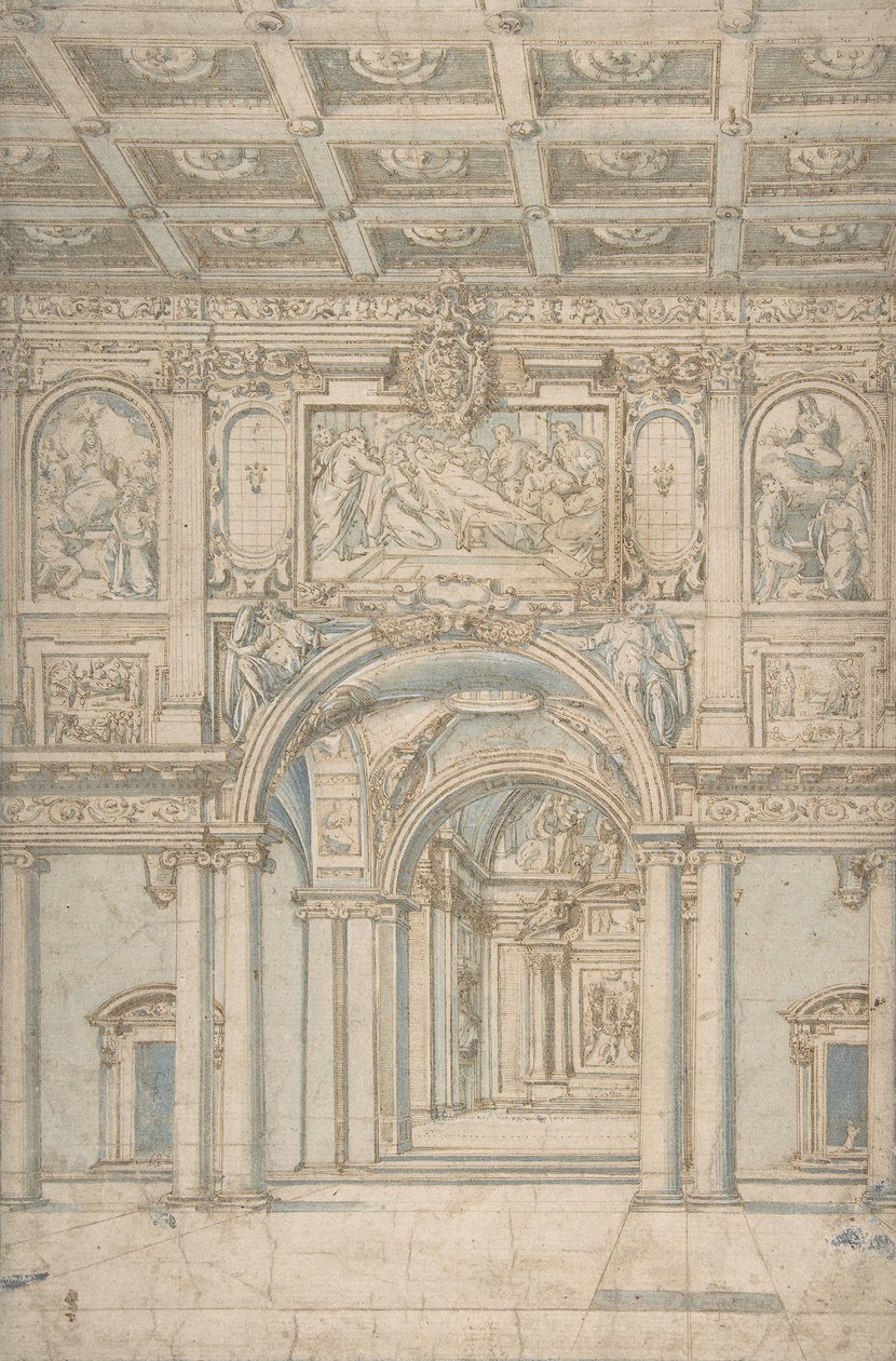 Tutkimus Santa Maria Maggioren sisätiloista Roomassa, 1621-46. tekijältä Abbate Paolo de Angelis