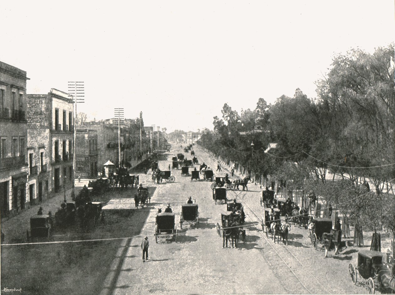 Juarez Avenue, Mexico City, Meksiko, 1895. tekijältä Abel Briquet