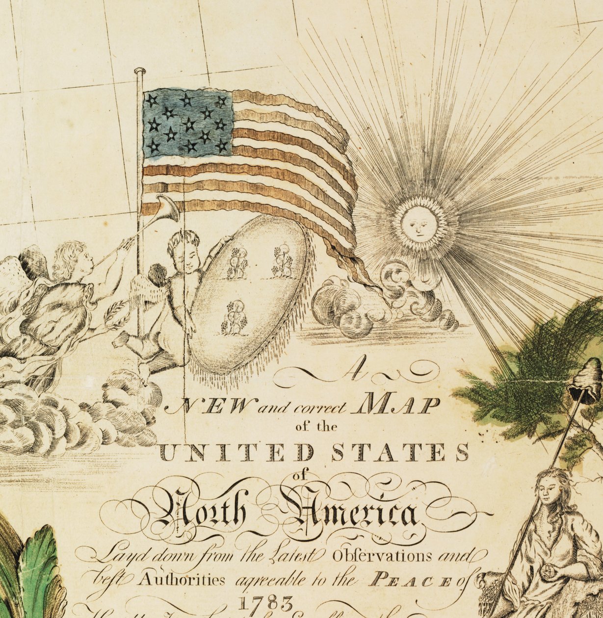 Amerikan ensimmäinen kansallinen kartta, 1784 tekijältä Abel Buell