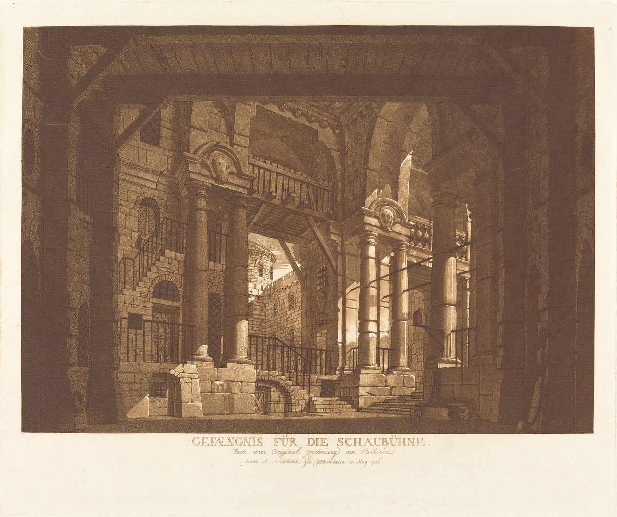 Schaubühnen vankila tekijältä Abel Schlicht possibly after Giuseppe Galli Bibiena