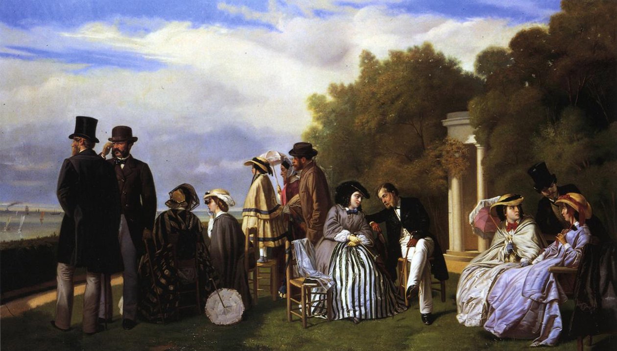 Keisarinna Eugenie ja hänen hovi Biarritzissa, 1861 tekijältä Abel de Pujol