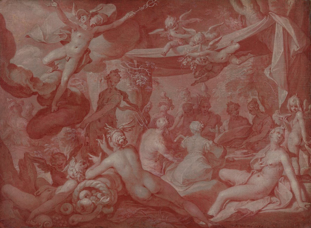 Godenmaaltijd, mogelijk de maaltijd bij de bruiloft van Peleus en Thetis tekijältä Abraham Bloemaert