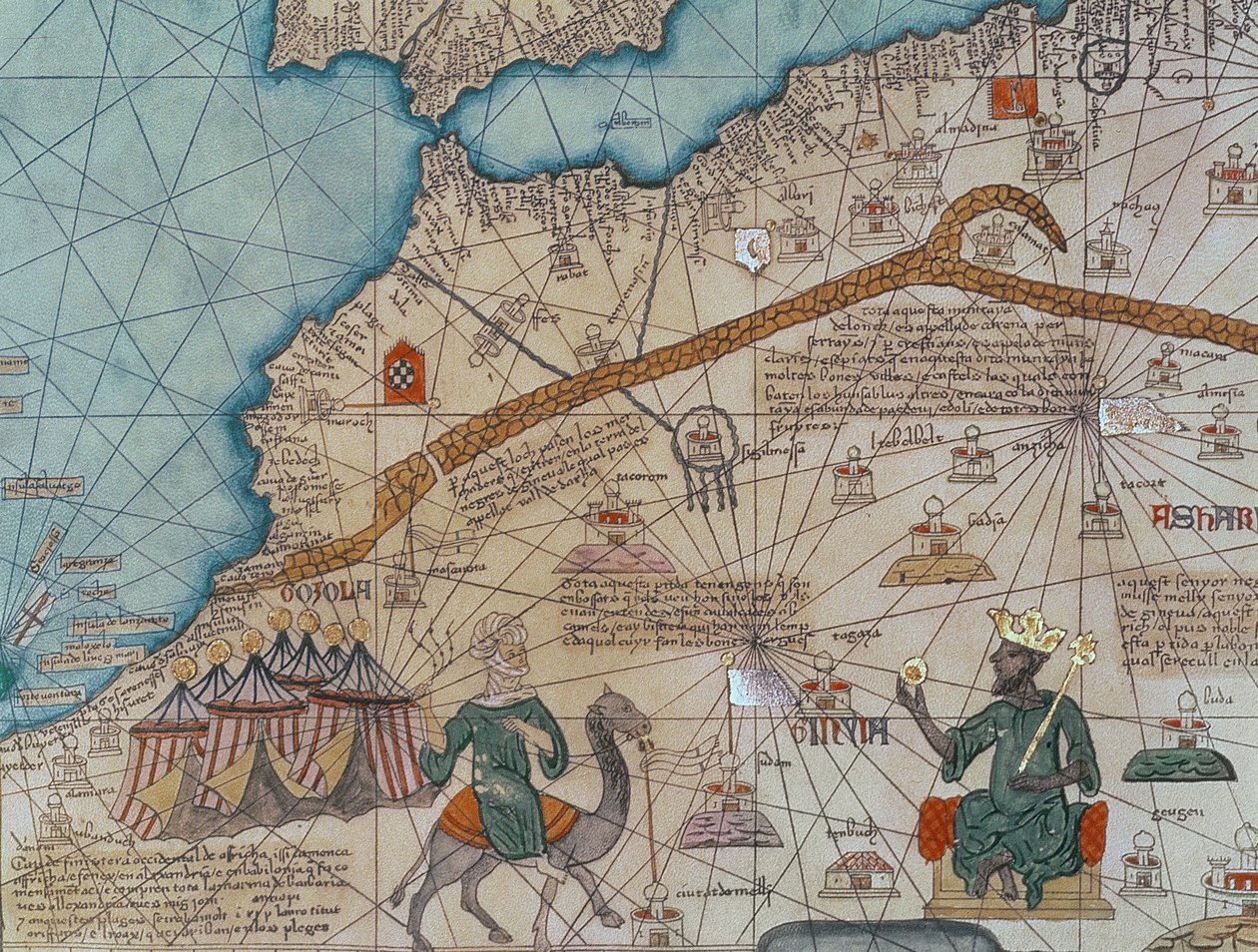 Yksityiskohta Katalonian atlasesta, 1375 (vellum) (yksityiskohta 151844) tekijältä Abraham Cresques