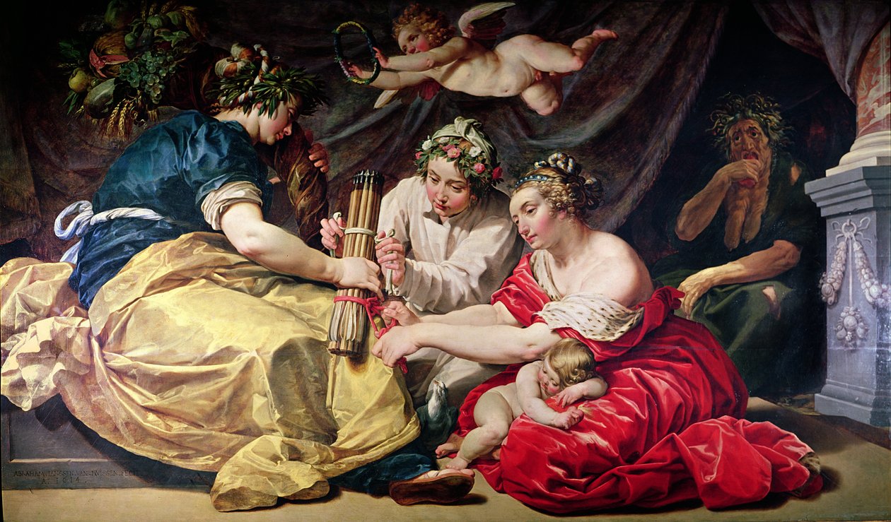 Rauha ja runsaus sitoo sodan nuolia, 1614 tekijältä Abraham Janssens van Nuyssen