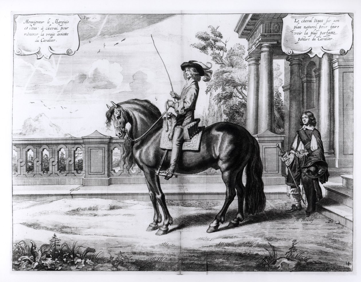 Kuvitus ratsastusoppaasta, kaiverrettu Peeter Clouwet (1629-70), 1658 tekijältä Abraham Jansz. van Diepenbeke