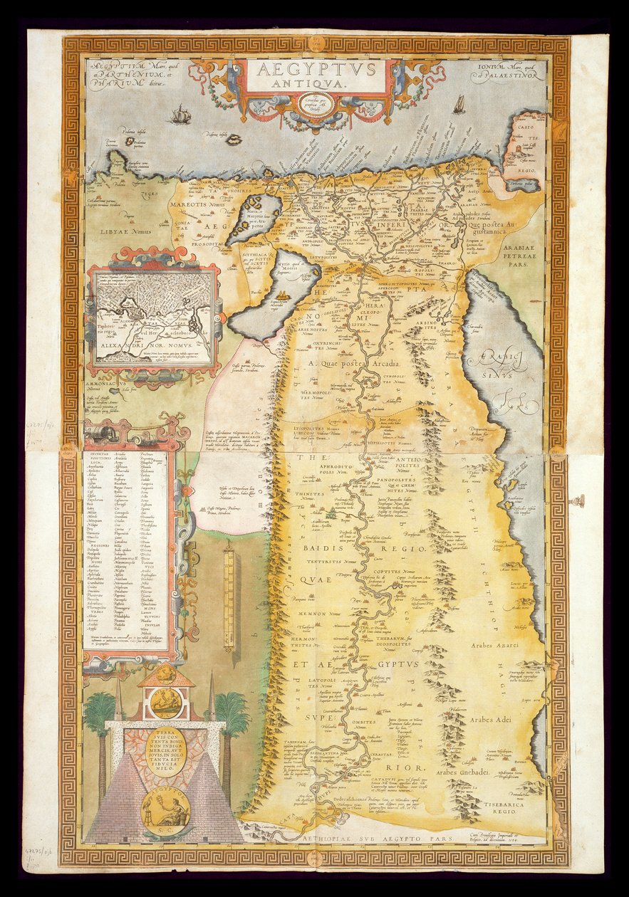 Muinaisen Egyptin kartta, 1584 tekijältä Abraham Ortelius