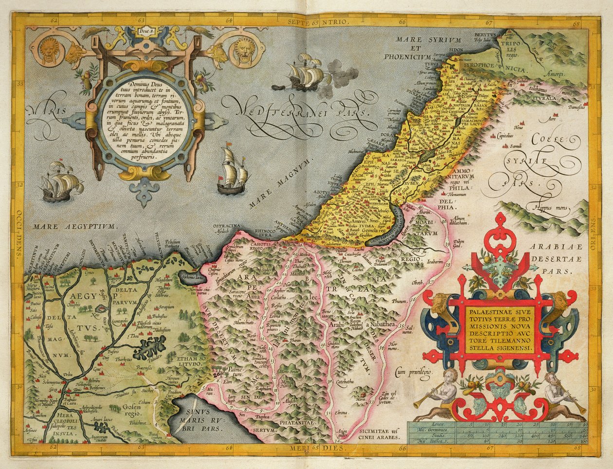Palestiina ja luvattu maa, Theatrum Orbis Terrarumista, 1603 tekijältä Abraham Ortelius