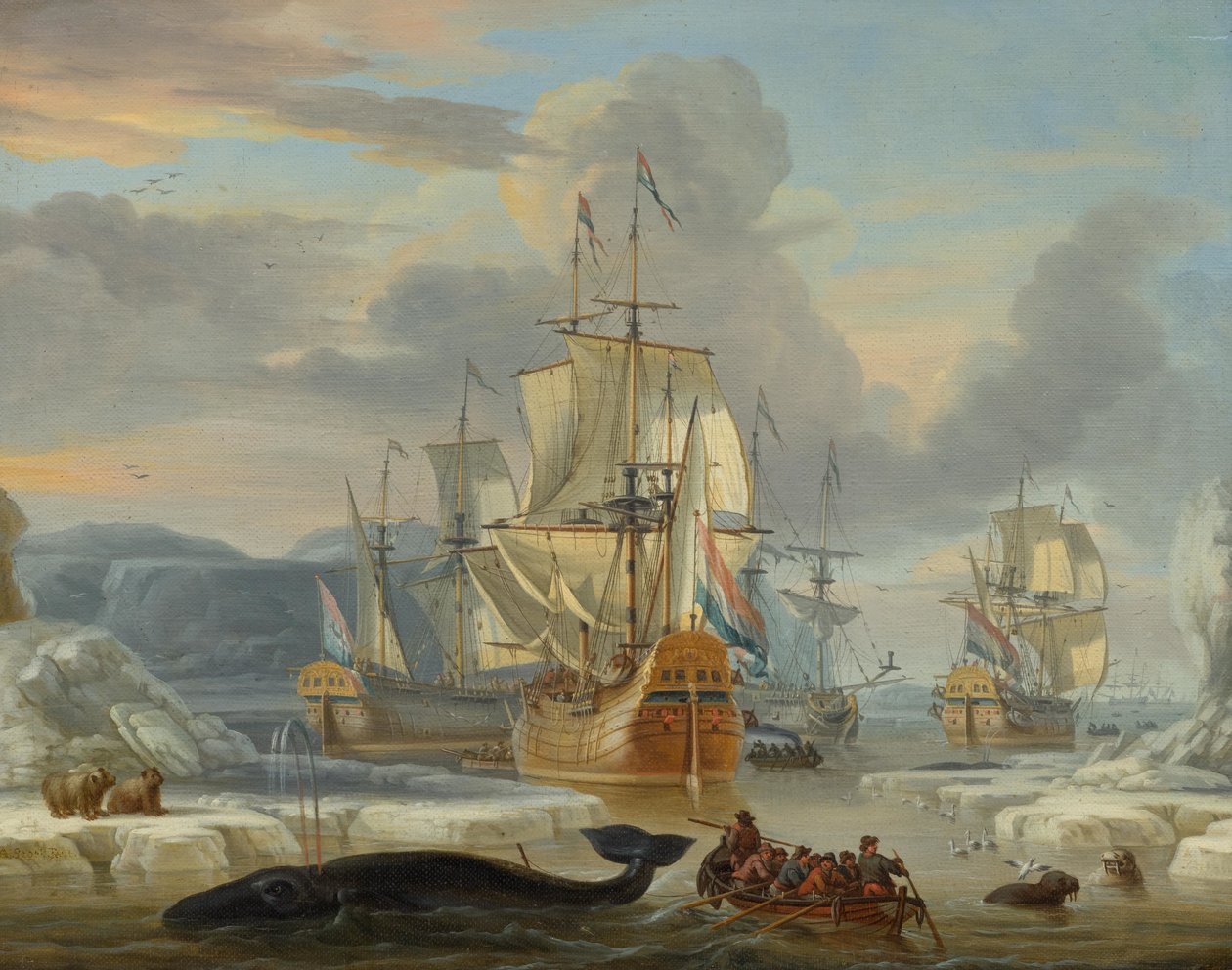 Walfänger im Eismeer tekijältä Abraham Storck