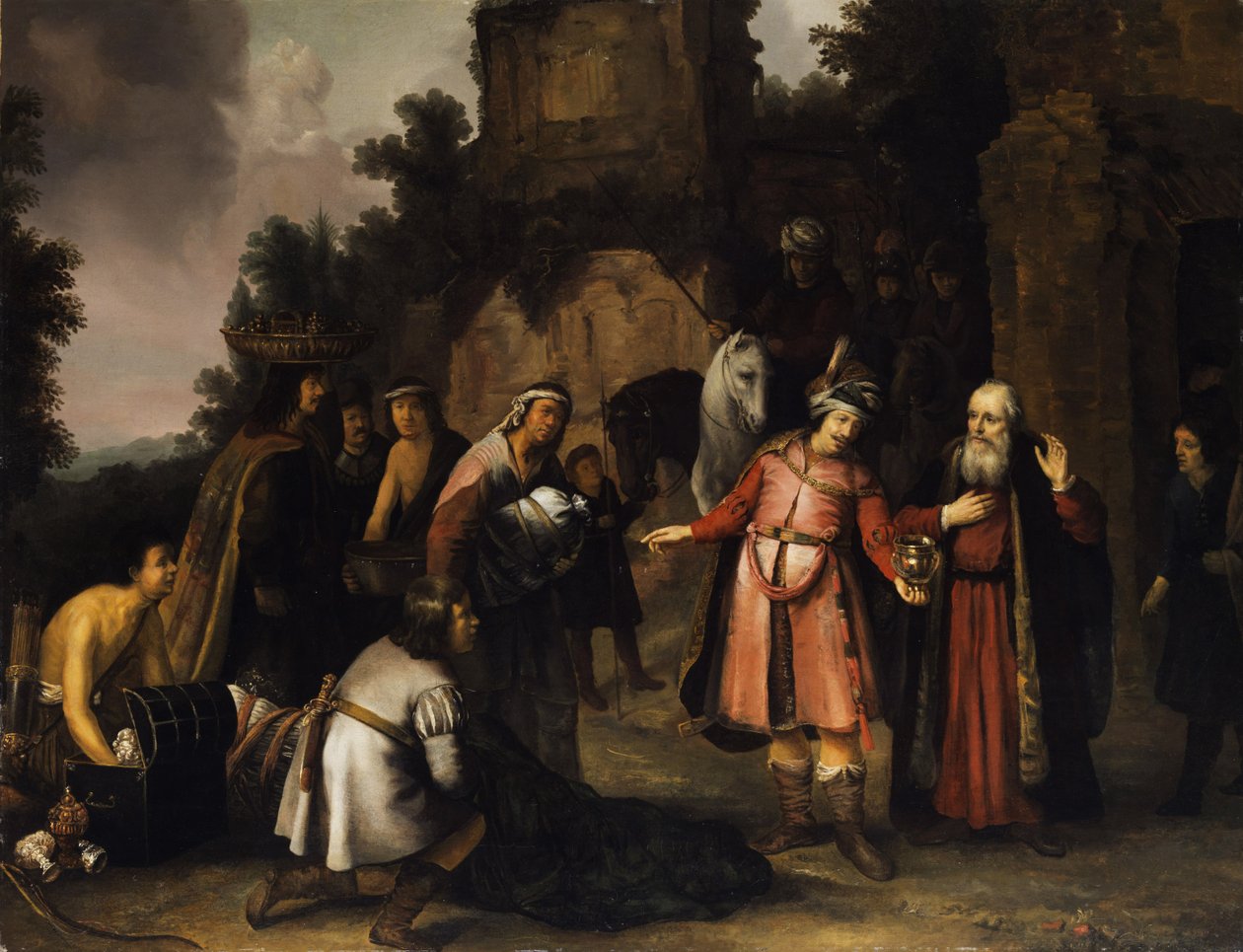 Profeetta Elisa Weist Naamans Gaben zurück tekijältä Abraham van Dijck