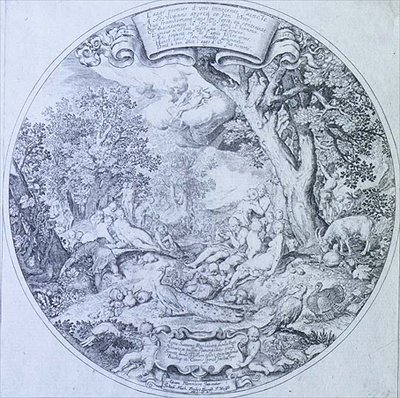 Kultainen aika, kaiverrus Jan Theodore De Bry (1561-1623) (etsaus) tekijältä Abraham (after) Bloemaert